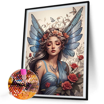 Butterfly Girl - Full AB Round Drill Diamond Painting 40*60CM