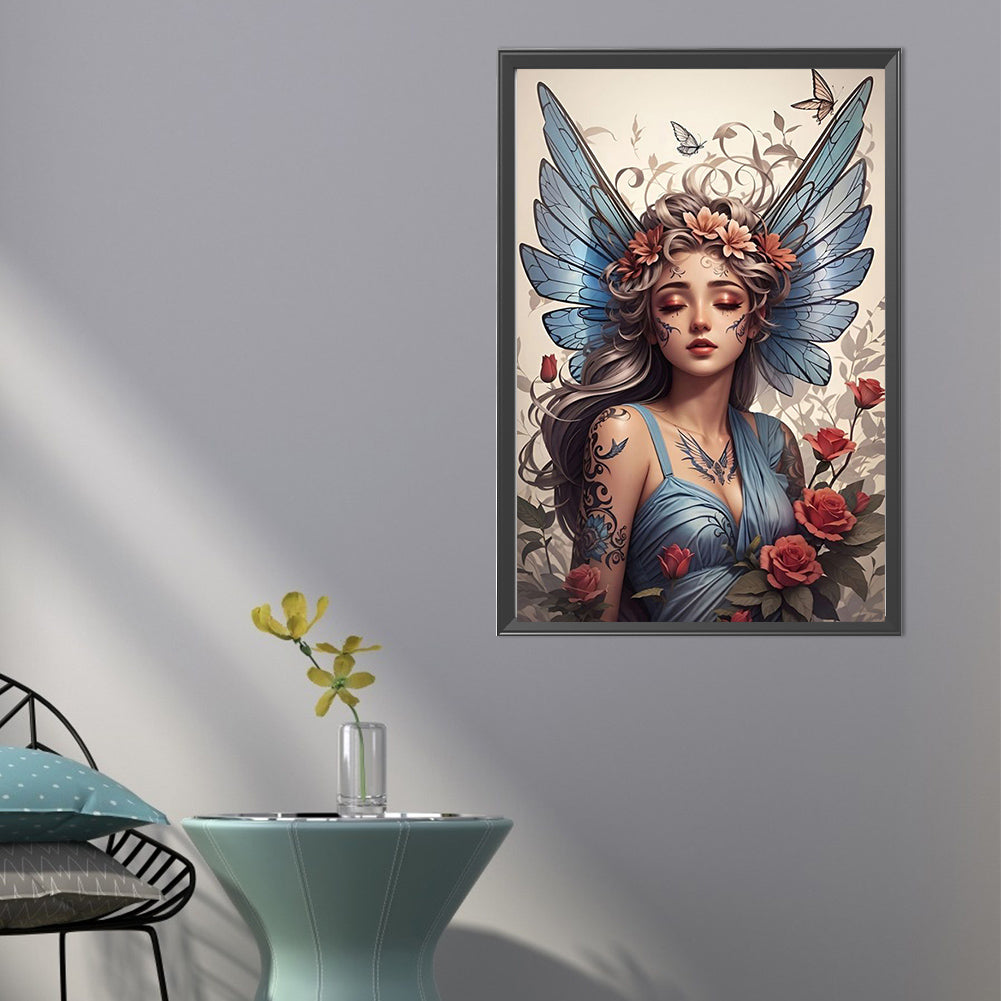 Butterfly Girl - Full AB Round Drill Diamond Painting 40*60CM