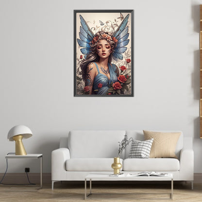 Butterfly Girl - Full AB Round Drill Diamond Painting 40*60CM