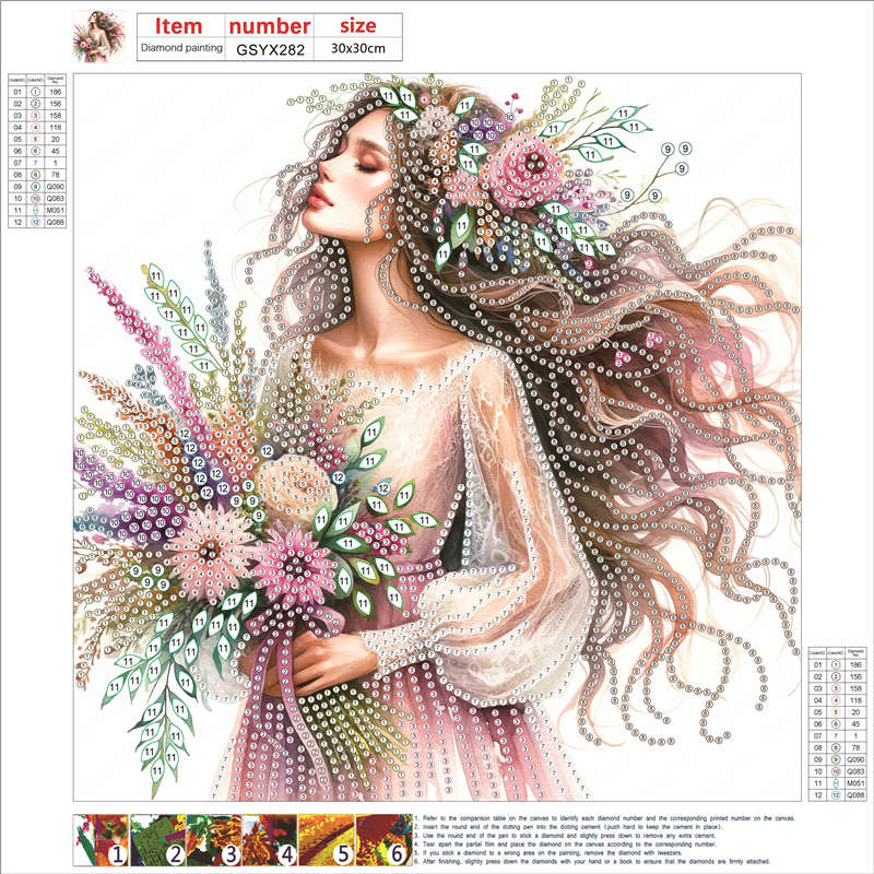 Flower Girl - Special Shaped Drill Diamond Painting 30*30CM