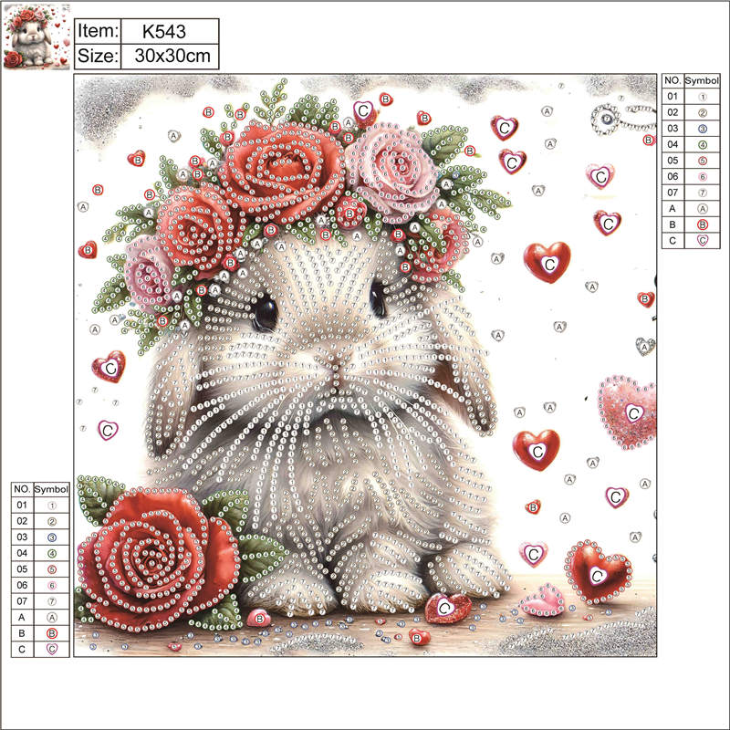 Rabbit Wearing Flowers - Special Shaped Drill Diamond Painting 30*30CM