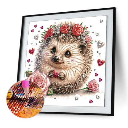 Hedgehog With Flower - Special Shaped Drill Diamond Painting 30*30CM