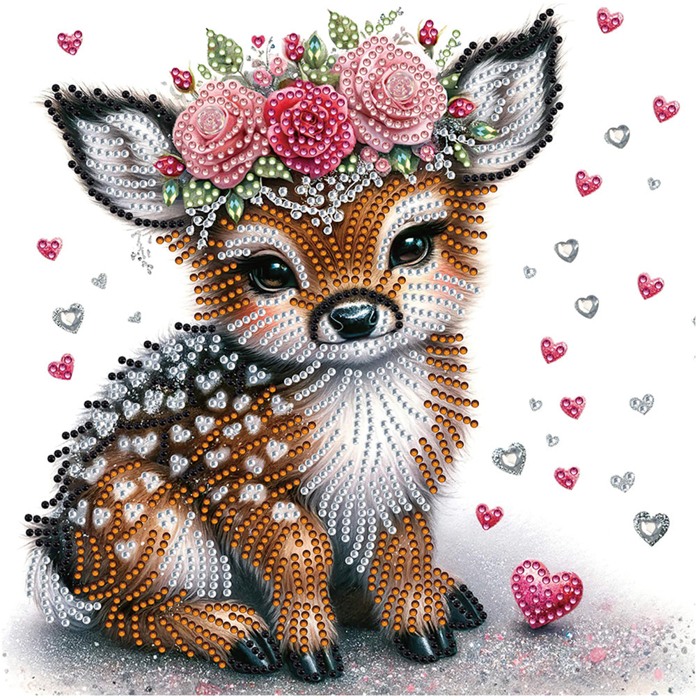 Deer With Flowers - Special Shaped Drill Diamond Painting 30*30CM