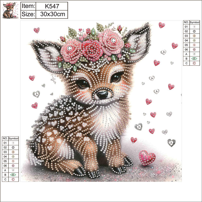 Deer With Flowers - Special Shaped Drill Diamond Painting 30*30CM