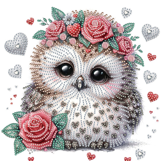 Flowered Owl - Special Shaped Drill Diamond Painting 30*30CM