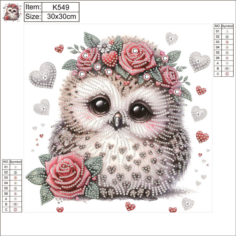 Flowered Owl - Special Shaped Drill Diamond Painting 30*30CM