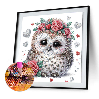 Flowered Owl - Special Shaped Drill Diamond Painting 30*30CM