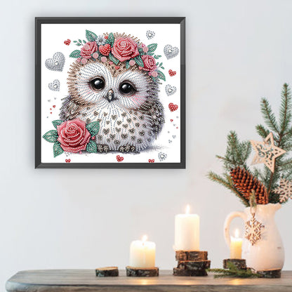 Flowered Owl - Special Shaped Drill Diamond Painting 30*30CM