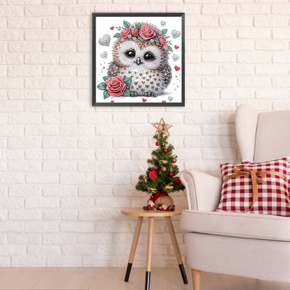 Flowered Owl - Special Shaped Drill Diamond Painting 30*30CM