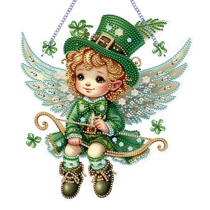 Acrylic Clover Angel Single-Sided 5D DIY Diamond Painting Hanging Pendant