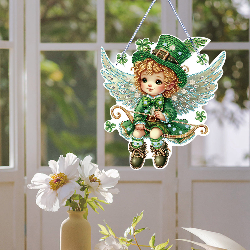 Acrylic Clover Angel Single-Sided 5D DIY Diamond Painting Hanging Pendant