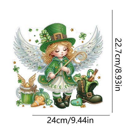 Acrylic Clover Angel Single-Sided 5D DIY Diamond Painting Hanging Pendant