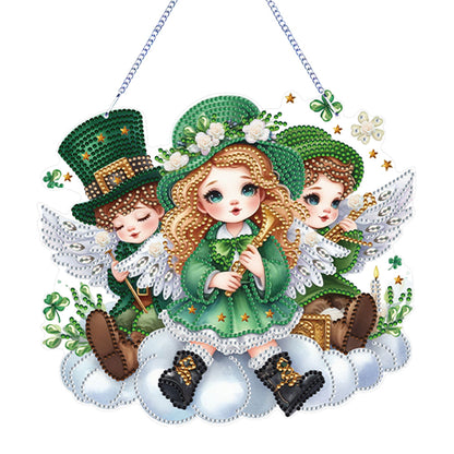 Acrylic Clover Angel Single-Sided 5D DIY Diamond Painting Hanging Pendant