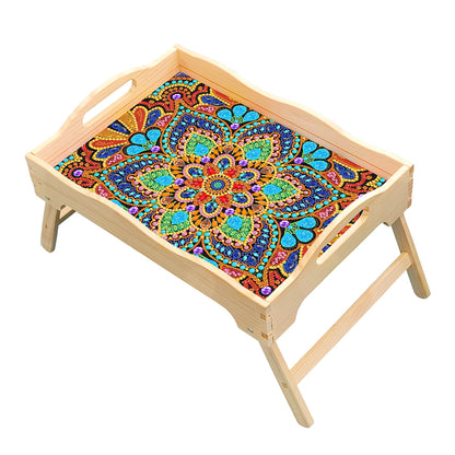 Diamond Painting Dinning Table Tray with Handle for Serving Food (Mandala)