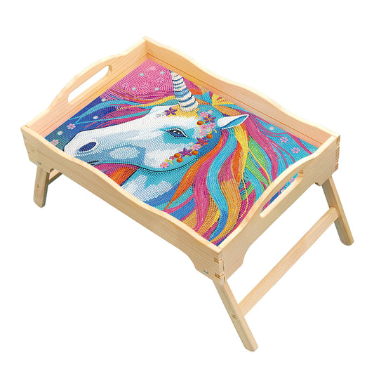 Diamond Painting Dinning Table Tray with Handle for Serving Food (Unicorn)