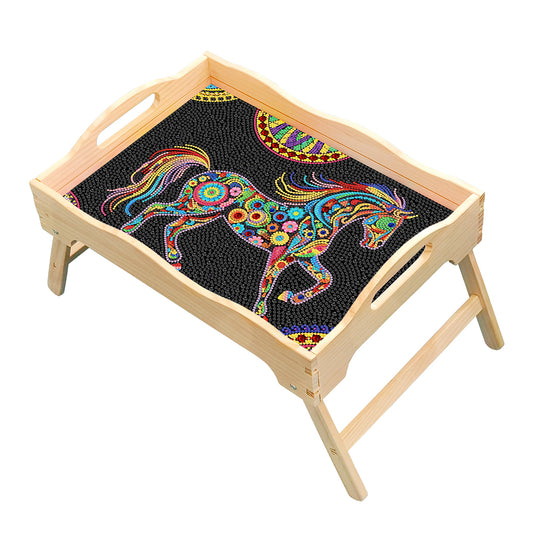 Diamond Painting Dinning Table Tray with Handle for Serving Food (Horse)