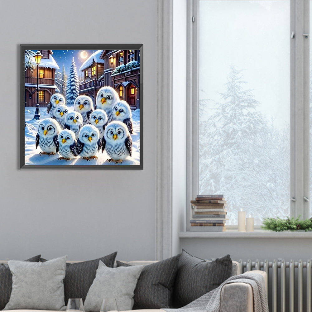 Bald Owl - Full Round Drill Diamond Painting 30*30CM