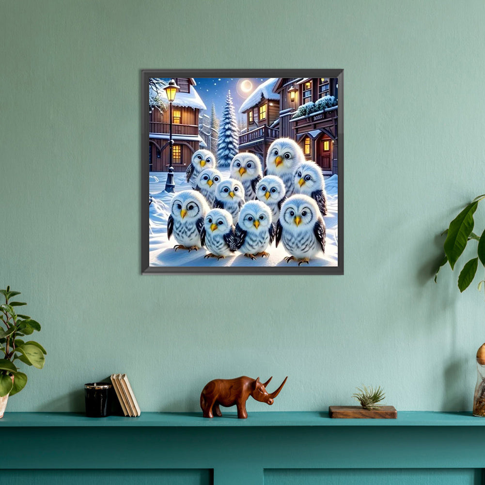 Bald Owl - Full Round Drill Diamond Painting 30*30CM