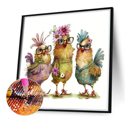 Three Chickens - Full Round Drill Diamond Painting 40*40CM