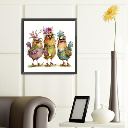 Three Chickens - Full Round Drill Diamond Painting 40*40CM