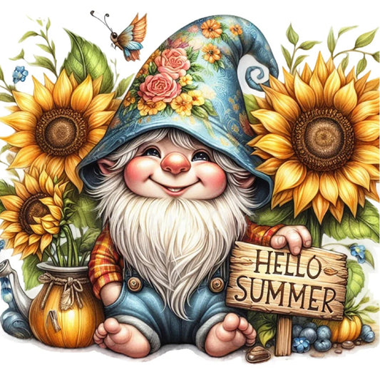 Flower Gnome - Full Round Drill Diamond Painting 30*30CM