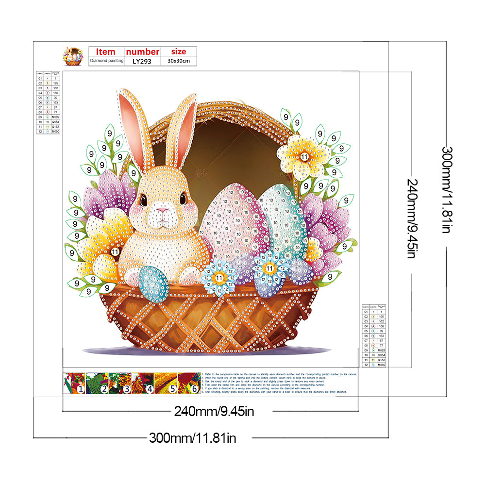 Basket Bouquet With Easter Eggs - Special Shaped Drill Diamond Painting 30*30CM