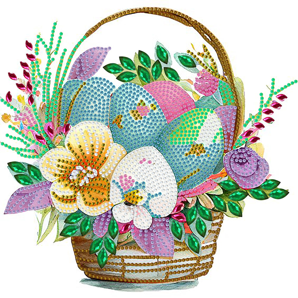 Basket Bouquet With Easter Eggs - Special Shaped Drill Diamond Painting 30*30CM