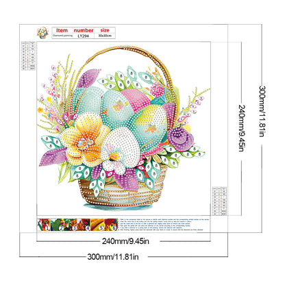 Basket Bouquet With Easter Eggs - Special Shaped Drill Diamond Painting 30*30CM