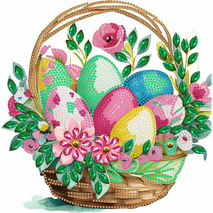 Basket Bouquet With Easter Eggs - Special Shaped Drill Diamond Painting 30*30CM