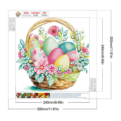 Basket Bouquet With Easter Eggs - Special Shaped Drill Diamond Painting 30*30CM