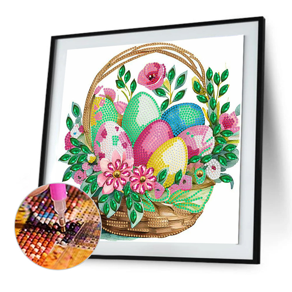 Basket Bouquet With Easter Eggs - Special Shaped Drill Diamond Painting 30*30CM