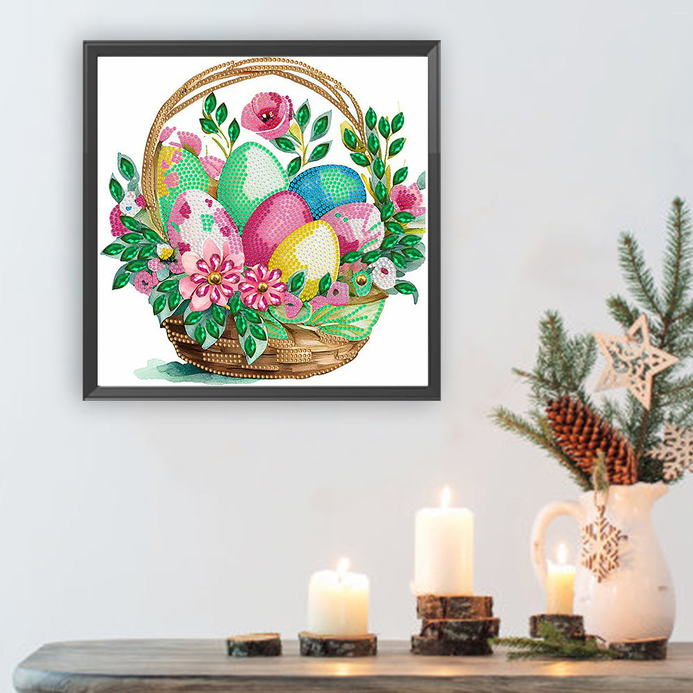 Basket Bouquet With Easter Eggs - Special Shaped Drill Diamond Painting 30*30CM