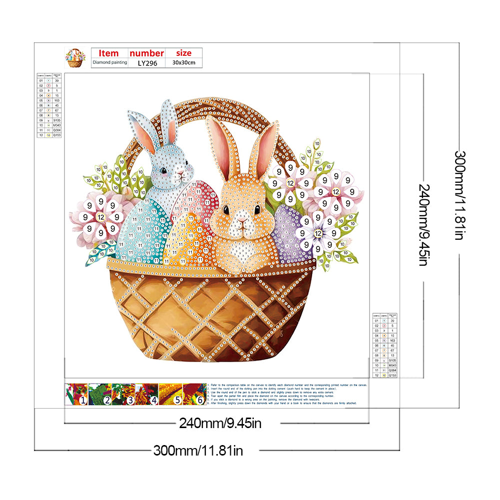 Basket Bouquet With Easter Eggs - Special Shaped Drill Diamond Painting 30*30CM