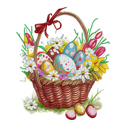 Basket Bouquet With Easter Eggs - Special Shaped Drill Diamond Painting 30*40CM