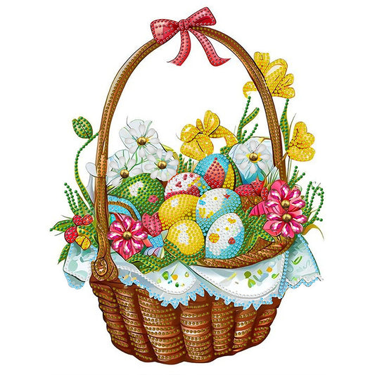 Basket Bouquet With Easter Eggs - Special Shaped Drill Diamond Painting 30*40CM