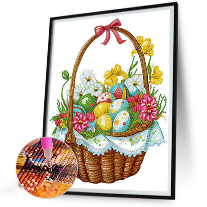 Basket Bouquet With Easter Eggs - Special Shaped Drill Diamond Painting 30*40CM