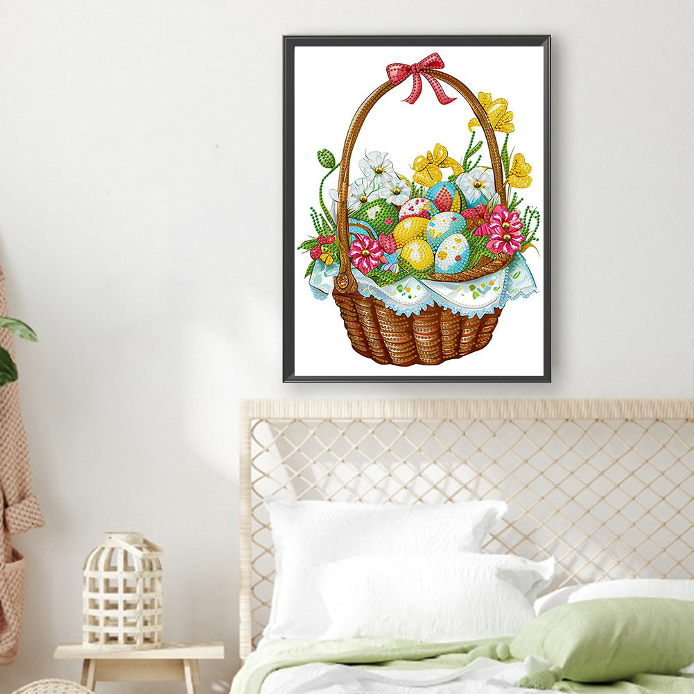 Basket Bouquet With Easter Eggs - Special Shaped Drill Diamond Painting 30*40CM