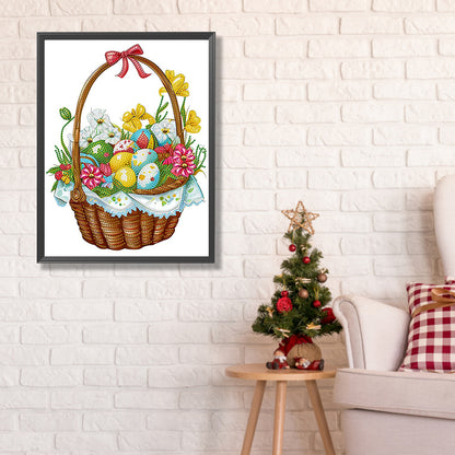 Basket Bouquet With Easter Eggs - Special Shaped Drill Diamond Painting 30*40CM