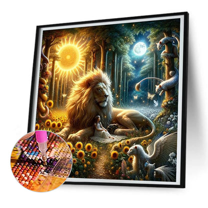 Star And Moon Lion - Full Round Drill Diamond Painting 30*30CM
