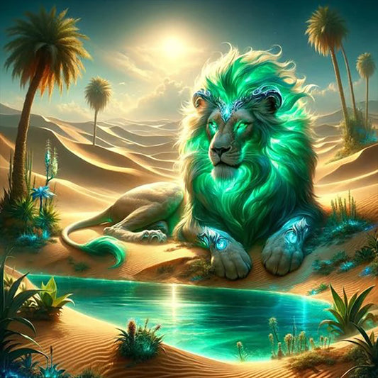 Lion By The Water - Full Round Drill Diamond Painting 30*30CM