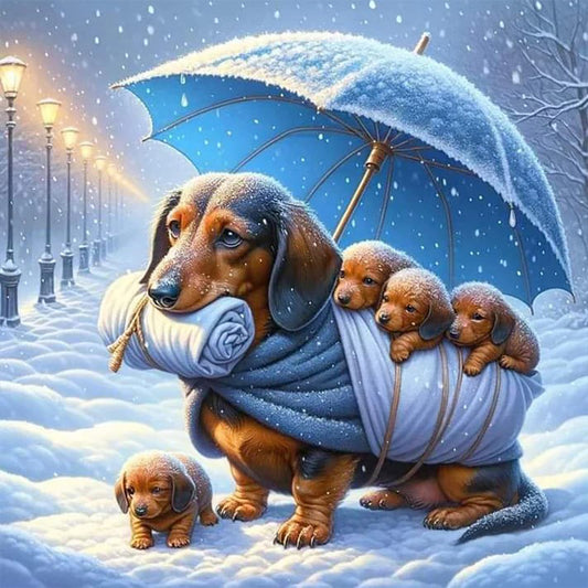 Snow Dog - Full Round Drill Diamond Painting 30*30CM