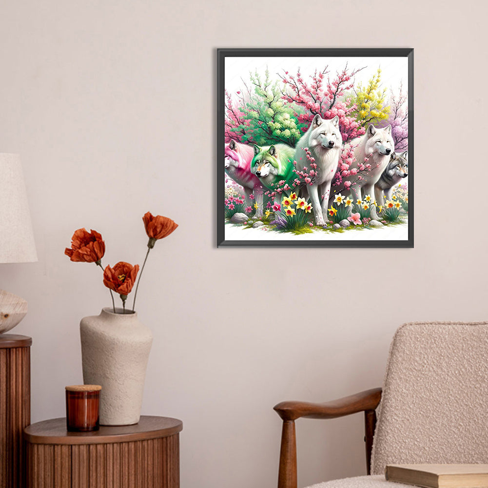 Garden Wolf - Full Round Drill Diamond Painting 30*30CM