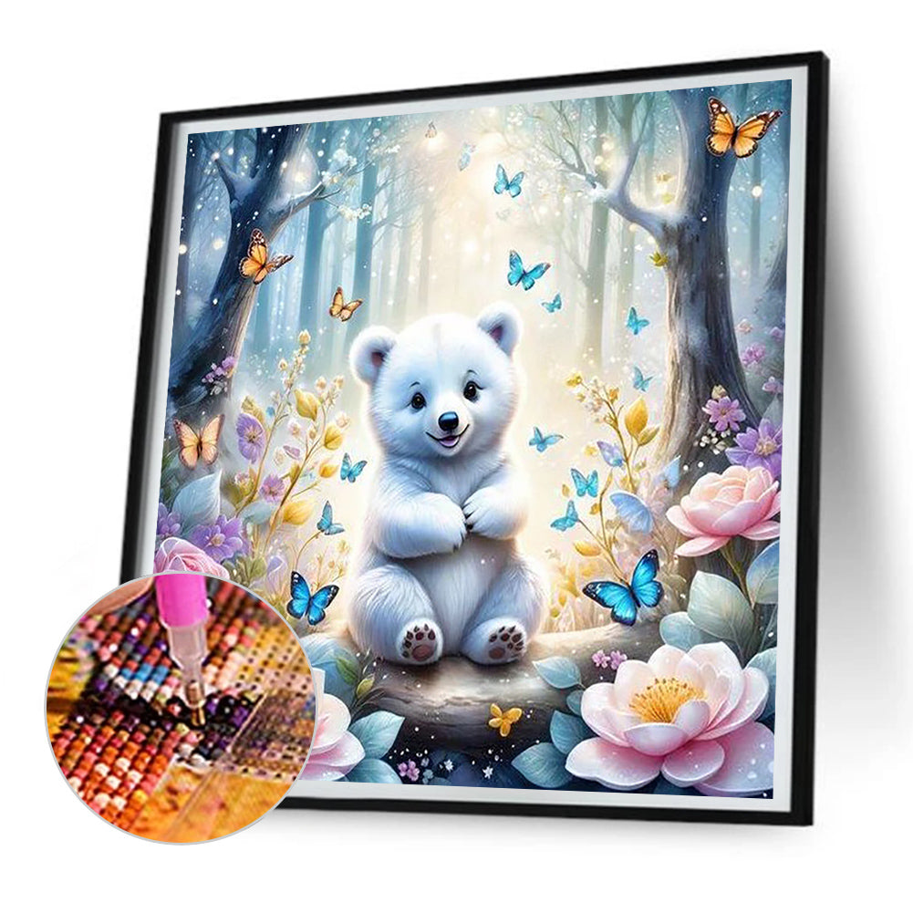 Garden Butterfly Bear - Full Round Drill Diamond Painting 30*30CM