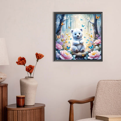 Garden Butterfly Bear - Full Round Drill Diamond Painting 30*30CM