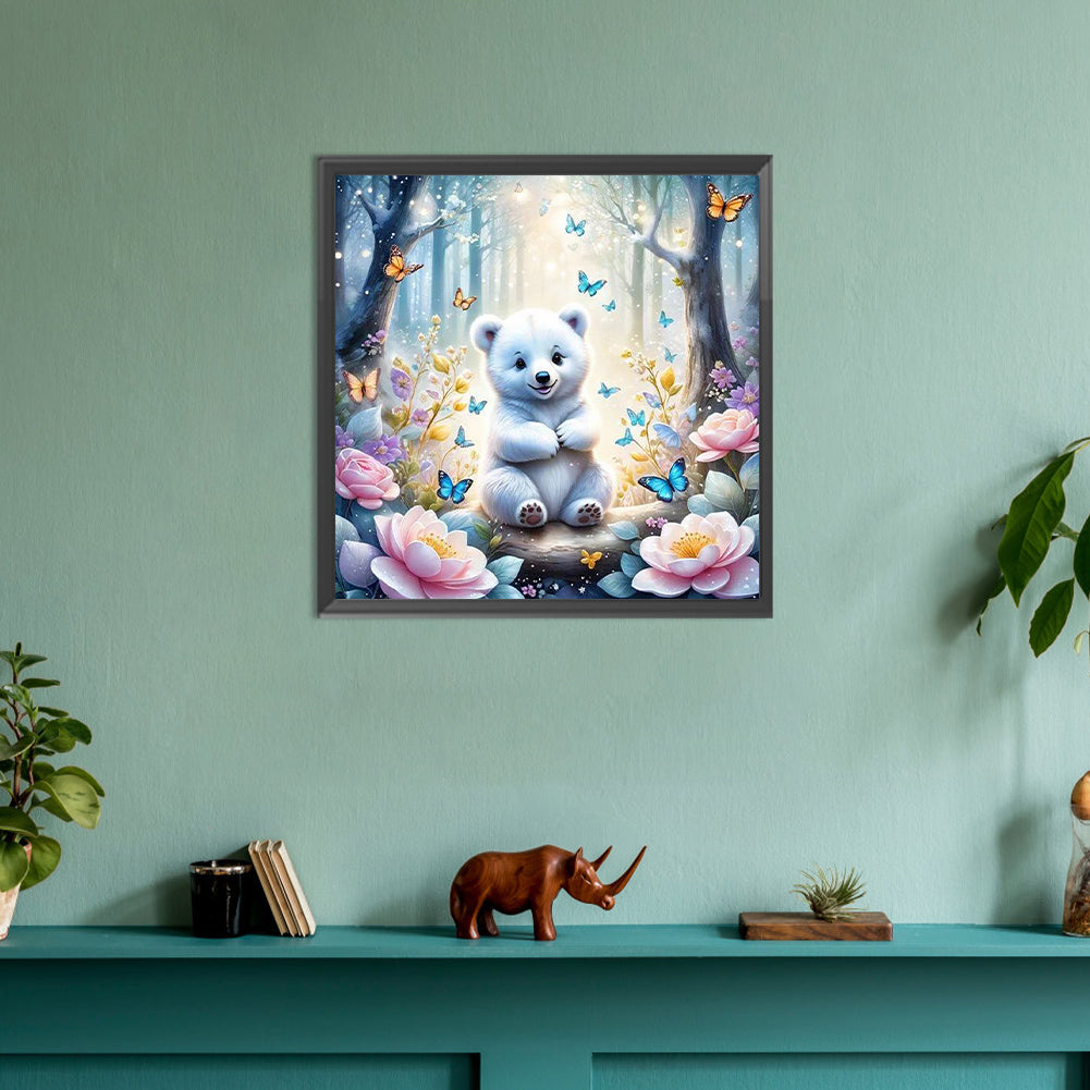 Garden Butterfly Bear - Full Round Drill Diamond Painting 30*30CM