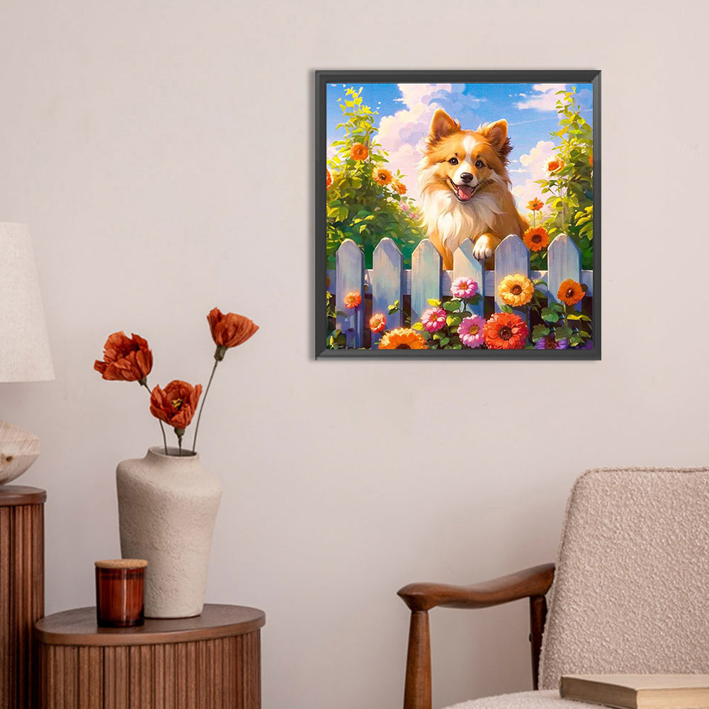Garden Puppy - Full Round Drill Diamond Painting 30*30CM