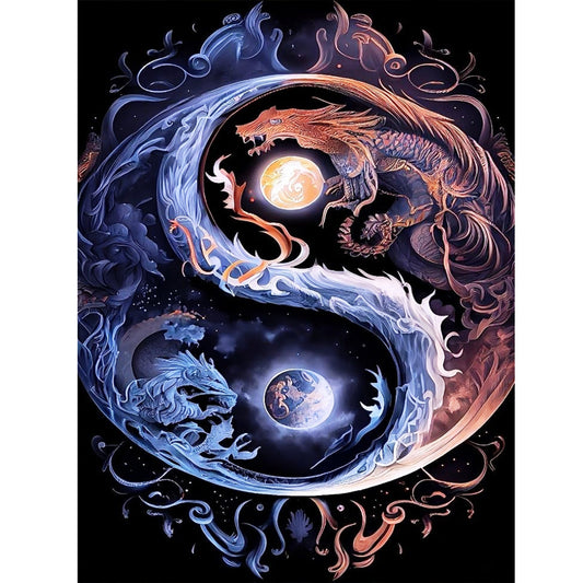 Tai Chi Yin Yang Dragon - Full Round Drill Diamond Painting 30*40CM