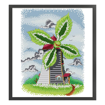 Four Seasons Windmill-Summer - 14CT Stamped Cross Stitch 25*31CM(Joy Sunday)