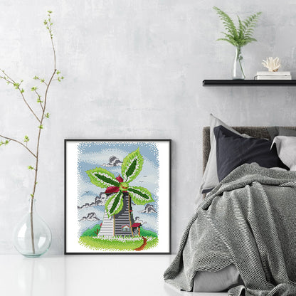 Four Seasons Windmill-Summer - 14CT Stamped Cross Stitch 25*31CM(Joy Sunday)