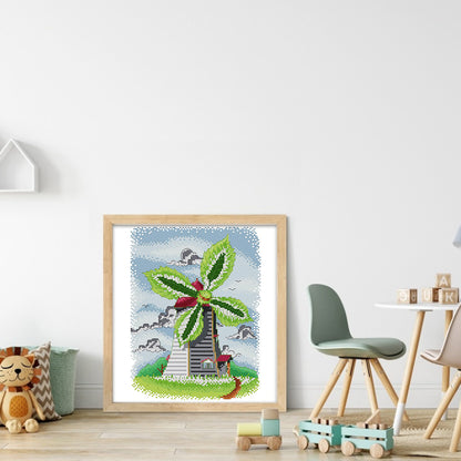 Four Seasons Windmill-Summer - 14CT Stamped Cross Stitch 25*31CM(Joy Sunday)